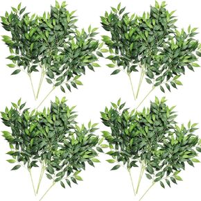 Hoteam الاصطناعي Ruscus Greenery 27.5 "نباتات وهمية أوراق صناعية زهور معلقة فرع رذاذ لباقة الزفاف المركزية (20 قطعة)