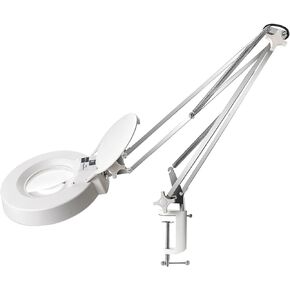 Large Magnifying Lamp with Clamp - Heavy Duty 10X LED Magnifier, 4200 Lumens, 5 Inch Glass Lens - Adjustable Stainless Steel Arm - Perfect for Reading, Craft, Knitting, and etc