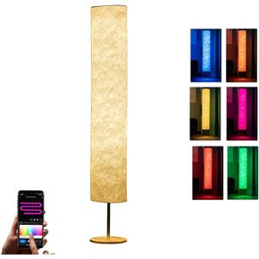 Modern LED Floor Lamp for Living Room Bedroom,Smart RGB Soft Standing Light,White Floor Light with Lampshade,Color Change and Dimmable,60in Corner Standard Lamps,APP/Alexa Google Assistant