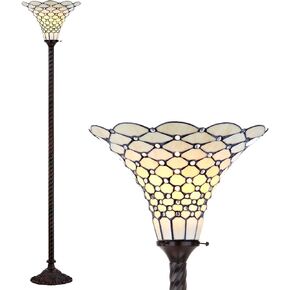 JONATHAN Y JYL8007A مصباح أرضي LED أبيض على طراز تيفاني 70 بوصة، تيفاني، تقليدي، طراز فن الآرت نوفو، مكتب، غرفة معيشة، غرفة عائلية، غرفة طعام، غرفة نوم، مدخل، بهو، برونزي