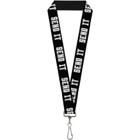 Buckle-Down Lanyard Send It Black White