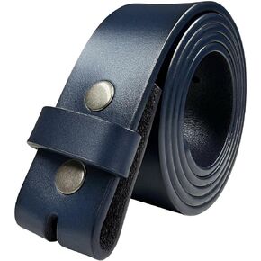 Replacement Belt Strap 100% Genuine Leather Plain Casual Belt Strap with Snaps 1-1/2"(38mm) Wide