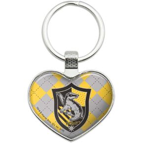 GRAPHICS & MORE Harry Potter Hufflepuff Plaid Sigil Keychain Heart Love Metal Key Chain Ring