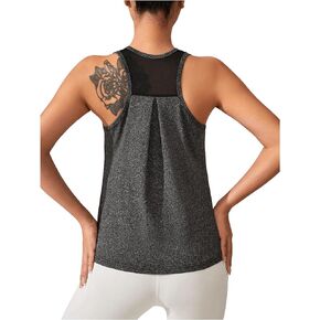 SweatyRocks Women's Sleeveless Round Neck Mesh Athletic T Shirt Curved Hem Quick Dry Loose Sports Tee Tops