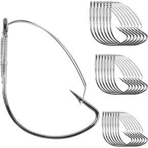 Wacky Rig Hooks Weedless Hooks, 25/50pcs Wacky Worm Fishing Hooks with Weed Guard Wide Gap Bass Hooks Stainless Steel Fishing Hooks Worm Hooks for Soft Stick Worm Baits Bass Fishing