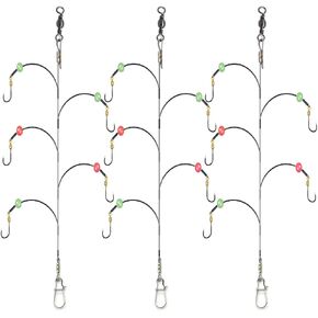 Fishing Hook with Leader,5 Hooks Fishing Rig-7 Strands Nylon Coated Fishing Leader with Swivle,Snap,Hooks in Saudi Arabia