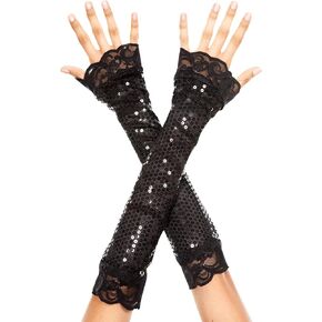 Music Legs Women's Elbow Length Sequin with Lace Arm Warmer