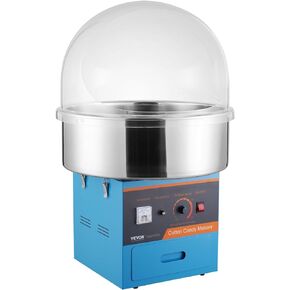 VEVOR Commercial Cotton Candy Machine with Cover, Electric Floss Maker with Stainless Steel Bowl, Sugar Scoop and Large Storage Drawer, for Home Party Carnival, Pink