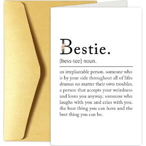 Chenive Bestie Definition Card, BFF Greeting Card, Funny Best Friend Birthday Card, Bestie Sister Friendship Card for Women Lady Girl