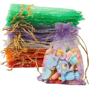 Moon Star Organza Bags 4x5, 50 Pcs Mesh Bags Drawstring, Small Mesh Gift Bags, Drawstring Gift Bags,Wedding Favor Bags,Candy Bags Pouches for Party, Birthday,Festival, Soaps, Makeup,Wrapping Supplies