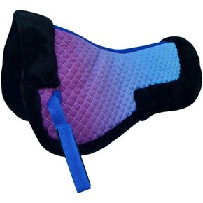 CHALLENGER Horse English Quilted Saddle Half Pad Correction Wither Relief Faux Fur Ombre 72148
