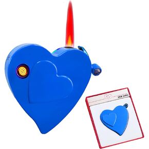 Electronic Lighter, Jet Flame Torch Lighter Electric Lighter Refillable Butane 2 in 1,Cool Windproof Lighter USB Rechargeable Infinity,Creative Love Lighter for Outdoor Indoor Gifts(Red)