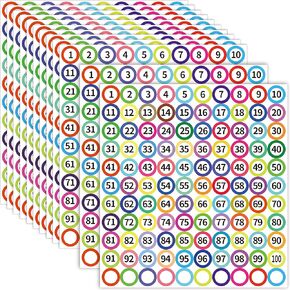 30 Sheets Small Number Labels Stickers 1-100 Numbers Round Stickers 0.4 Inch Small Self-Adhesive Number Labels for Office, Classroom, Organizing, 3300 Pieces