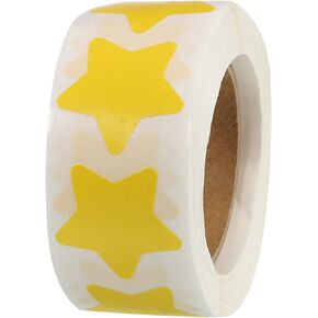 ملصقات MECCANIXITY 1 Roll Star مقاس 1 بوصة ملصقات PVC لاصقة ذاتية الصنع للملاحظات وبطاقات المعايدة وصناديق الهدايا، عدد 500/لفة قهوة خفيفة