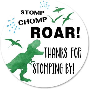 Dinosaur Thank You for Stomping by Stickers, 40 2 Inch Birthday Or Baby Shower Party Favor Labels, Tags