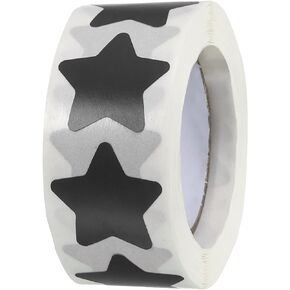 MECCANIXITY 1 Roll Star Stickers 1 Inch DIY Adhesive PVC Labels for Notes, Greeting Cards, Gift Boxes, 500 Count/Roll Black
