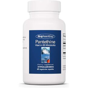 Allergy Research Group Pantethine Supplement - Vitamin B5, Pantothenic Acid, Metabolism Support, Liver Support, Cardiovascular Supplement, Coenzyme A, 660mg Vegetarian Capsules - 60 Count