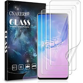 واقي شاشة مكون من 3 قطع لهاتف Samsung Galaxy S10 Plus [ليس زجاجيًا]، يدعم طبقة TPU المرنة لبصمات الأصابع مع واقي عدسة الكاميرا، تغطية كاملة منحنية ثلاثية الأبعاد خالية من الفقاعات