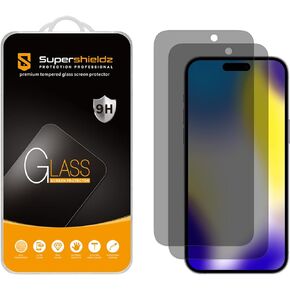 واقي شاشة Supershieldz (عبوتان) (الخصوصية) مضاد للتجسس مصمم لهاتف iPhone 15 Pro Max (6.7 بوصة)، زجاج مقسى، مضاد للخدش، خالٍ من الفقاعات