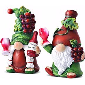 2PCS Wine Gnomes Figurines -Home Party Wine Bar Decor - Gnome Gifts for Women - Collectible Statue for Wine Enthusiasts - Decorations for Dining Tables Tiered Pallets Wine Cabinet Living Room