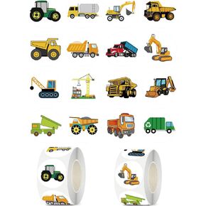 600 PCS Cartoon Truck Car Stickers Roll for Kids- Round 1.5 Inch 16 Styles Cars Kindergarten Stickers Teacher Stickers Kids Birthday Party School Reward Giveaways