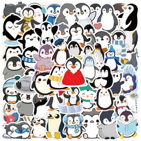 Cute Penguin Stickers for Kids Teens 60PCS Kawaii Animal Stickers for Water Bottles Laptop Luggage Scrapbook, Vinyl Waterproof Cartoon Stickers for Kids