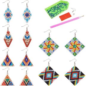 Spritewelry 6 Pairs Diamond Painting Earrings Making Kit 5D Hand Mosaic Diamond Art Earring Set Bohemia Vintage Dangle Drop Earrings Boho Vacation Jewelry for Adults Kids