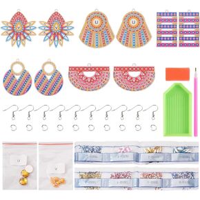 Spritewelry 6 Pairs Diamond Painting Earrings Making Kit 5D Hand Mosaic Diamond Art Earring Set Bohemia Vintage Dangle Drop Earrings Boho Vacation Jewelry for Adults Kids