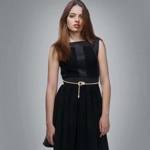 حزام سلسلة واسط للنساء: 2 قطعة حزام معدني مكتنز حزام سلسلة فضي ذهبي لفستان الجينز in Kuwait