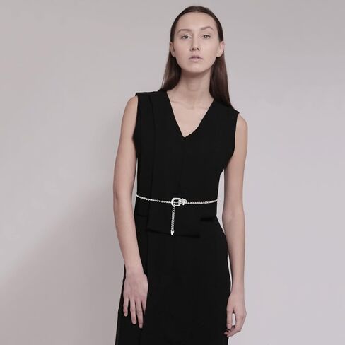 حزام سلسلة واسط للنساء: 2 قطعة حزام معدني مكتنز حزام سلسلة فضي ذهبي لفستان الجينز in Kuwait