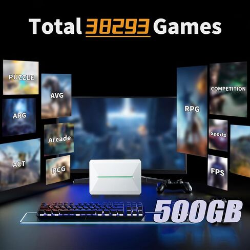 وحدة تحكم ألعاب ريترو HDD 500G، محرك أقراص ثابتة خارجي مع أنظمة ألعاب مزدوجة، 38251 لعبة ريترو و42 لعبة كمبيوتر AAA، توصيل وتشغيل نظام ريتروبات للكمبيوتر الشخصي الذي يعمل بنظام Windows 8.1/10/11، 5400 دورة في الدقيقة، حتى 6 جيجابايت/ثانية in Saudi Arabia