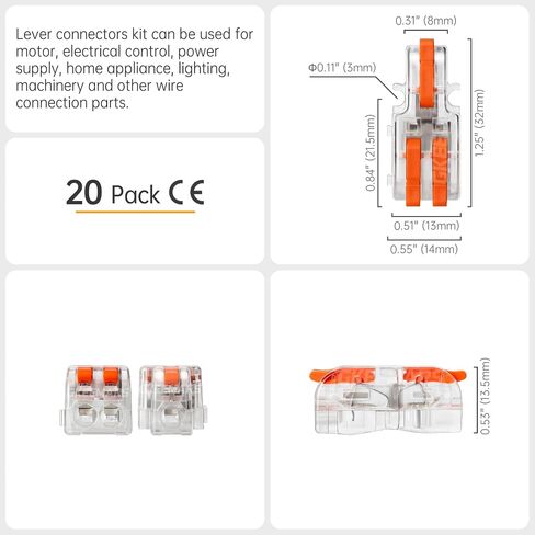GKEEMARS 20Pcs Mini Electrical Wire Connectors, DIY Splicing into 4/6/8/9/10 Way Butt Terminal Block Connectors (1 in 2 Out - Nylon) in Saudi Arabia