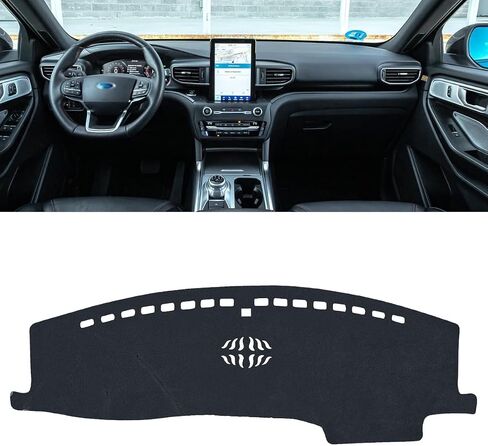غطاء لوحة القيادة مناسب لـ 2020-2023 Ford Explorer Flannel Nonslip Car Dashboard Mat ظلة بدون وهج ووسادة منزلقة للسجاد واقي من الشمس - اللون رمادي (مع قرن مركزي) in Saudi Arabia