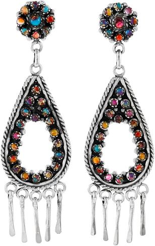 Turquoise Earrings 925 Sterling Silver & Genuine Gemstone in Saudi Arabia