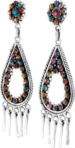 Turquoise Earrings 925 Sterling Silver & Genuine Gemstone in Saudi Arabia