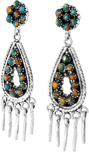 Turquoise Earrings 925 Sterling Silver & Genuine Gemstone in Saudi Arabia