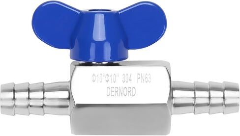 DERNORD 5/8" Hose Barb Ball Valve SS304 Mini Shut Off Ball Valve for Water Gas Fuel Drip Irrigation and Aquariums (Pack of 1) in Saudi Arabia