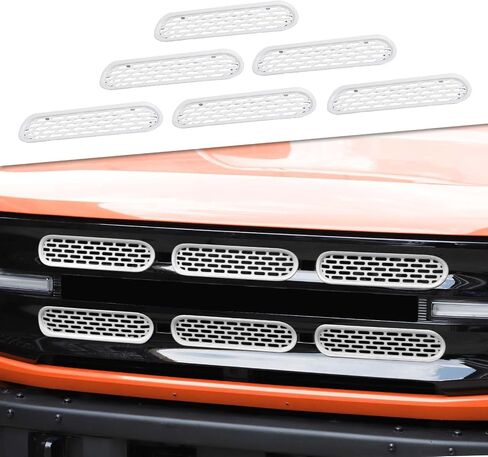 JeCar Front Grille Inserts Mesh Grill Frame Trim Covers Exterior Accessories Compatible with Ford Bronco 2021-2023, Matte Black in Saudi Arabia