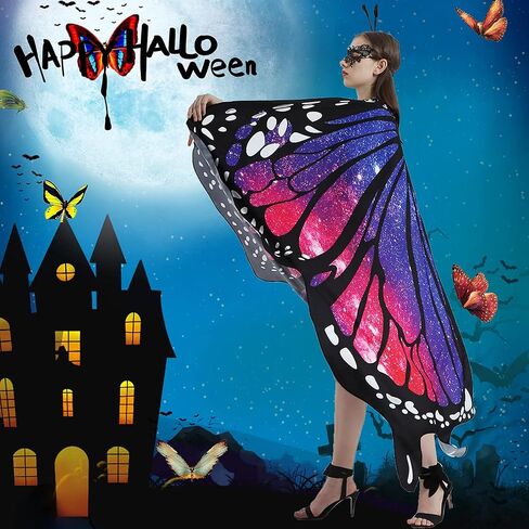 DawnHope Butterfly Wings for Women, Halloween Costume Adults Fairy Wings Ladies Cape with Mask and Antenna Headband in Saudi Arabia