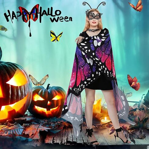 DawnHope Butterfly Wings for Women, Halloween Costume Adults Fairy Wings Ladies Cape with Mask and Antenna Headband in Saudi Arabia