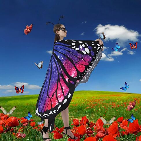DawnHope Butterfly Wings for Women, Halloween Costume Adults Fairy Wings Ladies Cape with Mask and Antenna Headband in Saudi Arabia