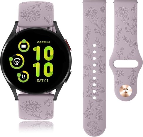 Meliya Flower Engraved Bands Compatible with Garmin Vivoactive 5 / Vivoactive 3 Watch Band, Garmin Venu 2 Plus / Venu Sq / Venu Watch Bands Women Men, Soft Silicone Sport Replacement Strap for Garmin Vivoactive 5, Vivoactive 3 Music, Venu Sq2, Venu Sq Mus in Kuwait