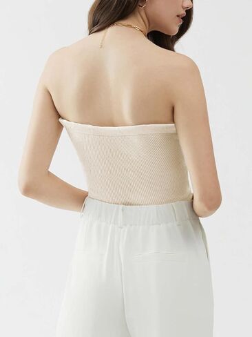 Womens Tube Tops Summer Twist Knot Front Knit Bandeau Sweetheart Neck Ribbed Sleeveless Strapless Y2K Crop Tank Corset Top in Saudi Arabia