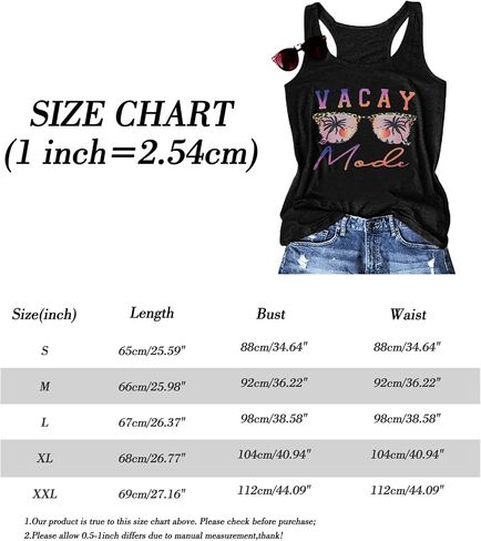 Vacay Mode Tank Top Women النظارات الشمسية الشاطئ Racerback الدبابات هاواي الصيف بلا أكمام عارضة المحملة قميص in Kuwait