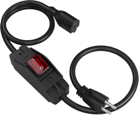 STARELO Extension Cord with Waterproof Switch 3-Prong Outdoor 1875W Black Heavy Duty Extension Cord, 14/3 SJT Extension Cord,Control Switch ON/Off 15A 125V Grounded Plug Receptacle.(1.5FT,Black) in Saudi Arabia