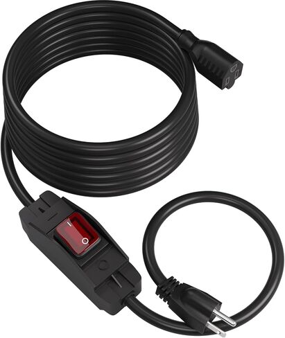 STARELO Extension Cord with Waterproof Switch 3-Prong Outdoor 1875W Black Heavy Duty Extension Cord, 14/3 SJT Extension Cord,Control Switch ON/Off 15A 125V Grounded Plug Receptacle.(1.5FT,Black) in Saudi Arabia