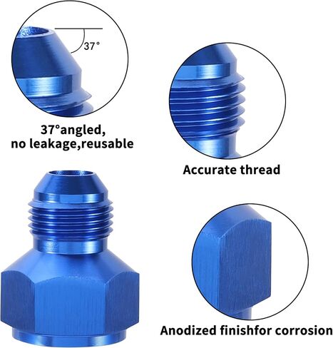TOMALL 10AN Female to 8AN Male Flare Reducer Adapter Aluminum Flare Reducing Hose Union Fittings 2PCS(Blue) in Saudi Arabia