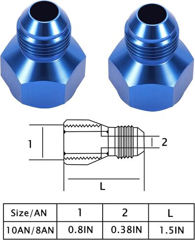 TOMALL 10AN Female to 8AN Male Flare Reducer Adapter Aluminum Flare Reducing Hose Union Fittings 2PCS(Blue) in Saudi Arabia