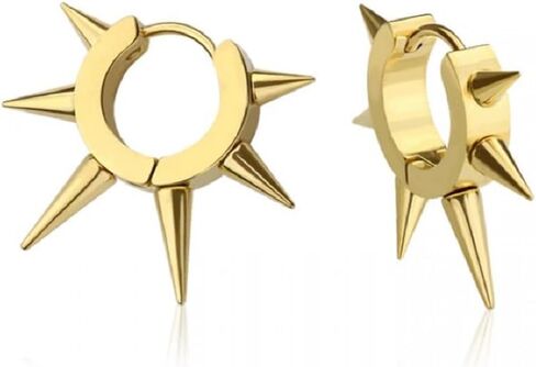 316L Stainless Steel Multi Spike Lined Huggie Hoop Earrings, Sold as a Pair in Saudi Arabia