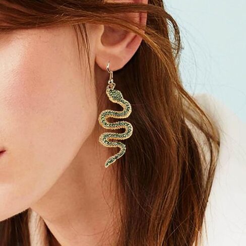 Snake Dangle Earrings for Women Red Sparkly Crystal Animal Dangling Earrings Personalized Rhinestone Snake Ear Jewelry for Women in Saudi Arabia